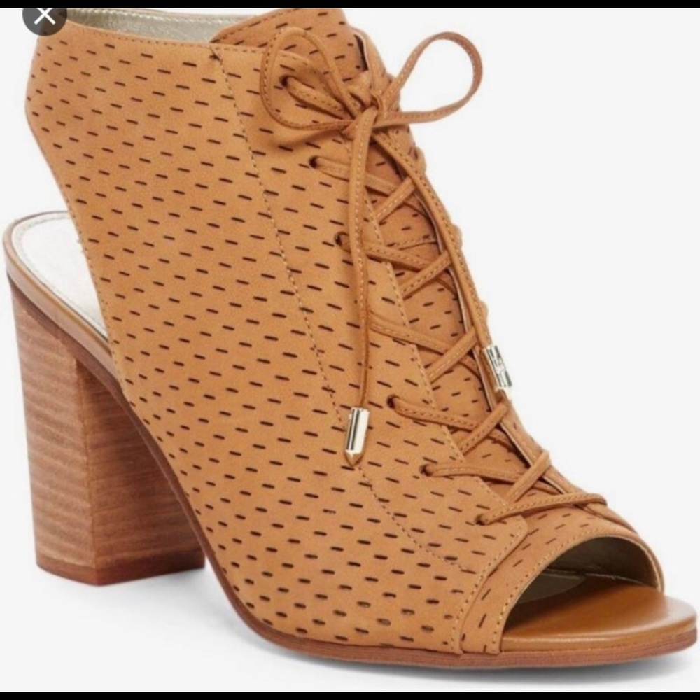 Sam Edelman Tan Perforated Open toe booties